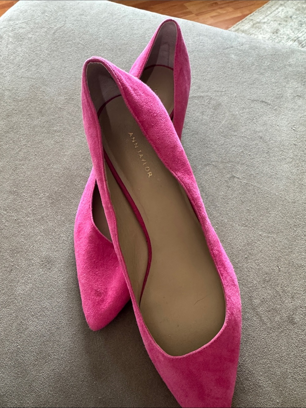 Ann Taylor Bright Fuchsia Suede Pointed Flats